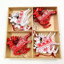Kit 12 Pingentes de Madeira para Árvore de Natal