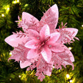 Flores Artificiais Glitter para Árvore de Natal