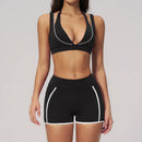 Conjunto Top Esportivo + Shorts Ciclista Cintura Alta
