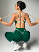 Conjunto Top Aberto nas Costas + Legging Bicolor