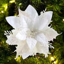 Flores Artificiais Glitter para Árvore de Natal