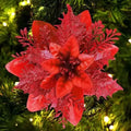 Flores Artificiais Glitter para Árvore de Natal