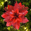 Flores Artificiais Glitter para Árvore de Natal