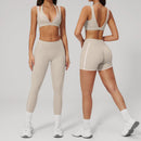 Conjunto Top Esportivo + Shorts Ciclista Cintura Alta