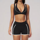 Conjunto Top Esportivo + Shorts Ciclista Cintura Alta