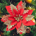 Flores Artificiais Glitter para Árvore de Natal