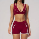 Conjunto Top Esportivo + Shorts Ciclista Cintura Alta