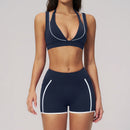 Conjunto Top Esportivo + Shorts Ciclista Cintura Alta