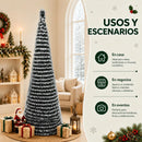Árvore de Natal Cônica Fina com Efeito Neve