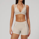Conjunto Top Esportivo + Shorts Ciclista Cintura Alta