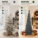 Árvore de Natal Cônica Fina com Efeito Neve